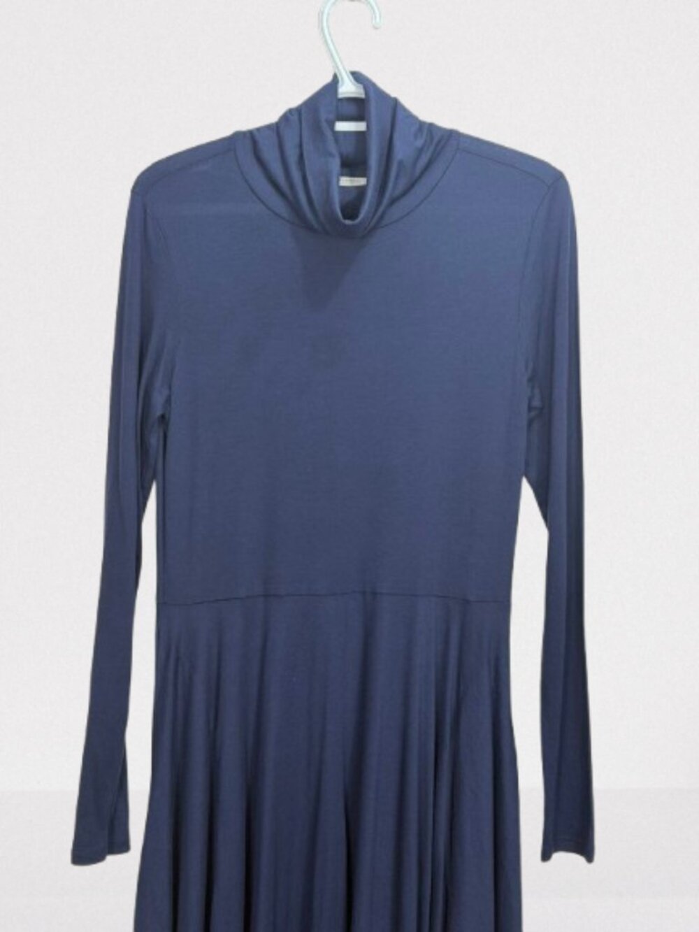 Peruvian‎ Connection NWOT Ariana Jersey Turtleneck Midi Dress Size S in Navy - Picture 4 of 10